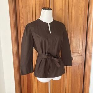 Vintage Talbots Brown Cotton Top W/Side Zipper, Size 6
